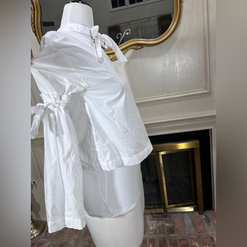Free People So Obviously Yours White Bell Sleeve Cotton Top - Picture 9 of 12